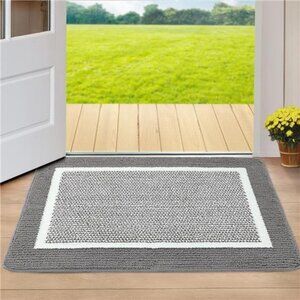 Indoor Mat, Front Back Door Mat, Non-Slip Absorbent 20" x 32" Grey